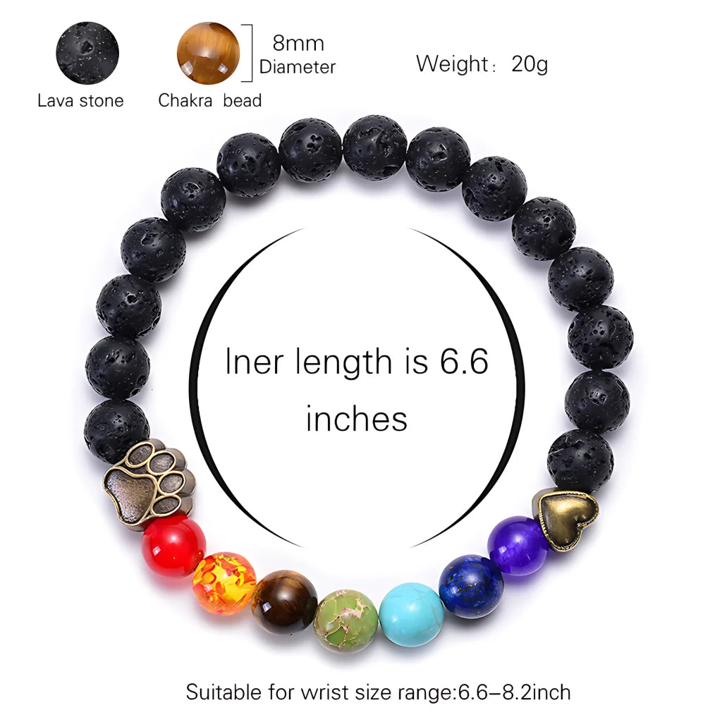 7 Chakra Stone Bracelet With Volcanic Rock Beads