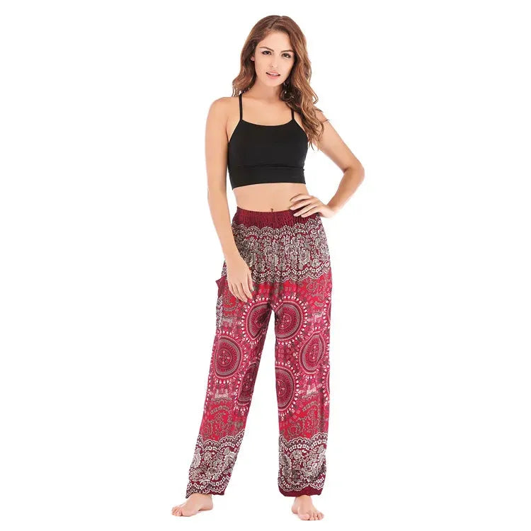 Wine_Red_Bohemian_cotton_yoga_pants