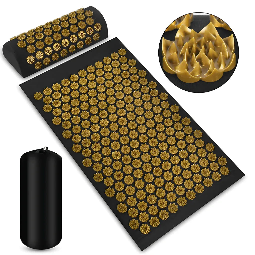 Accupressure Mat And Pillow Combo For Daily Wellness - Black gold