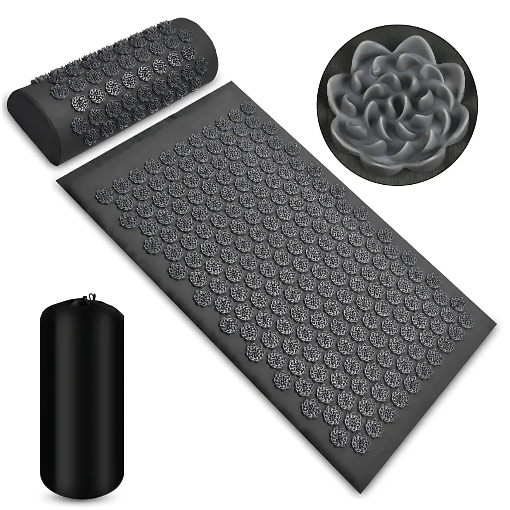 Accupressure Mat And Pillow Combo For Daily Wellness - Dark gray