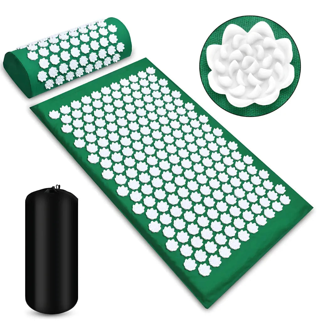 Accupressure Mat And Pillow Combo For Daily Wellness - Green