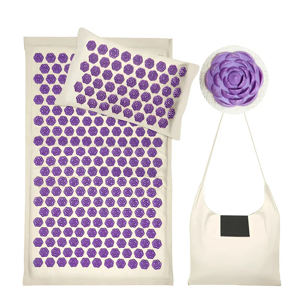 Acupressure Mat And Pillow Set For Full-Body Relief - Purple