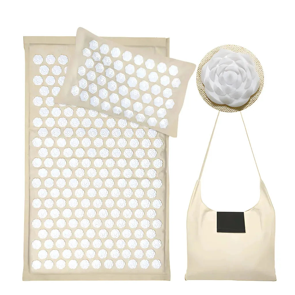 Acupressure Mat And Pillow Set For Full-Body Relief - White