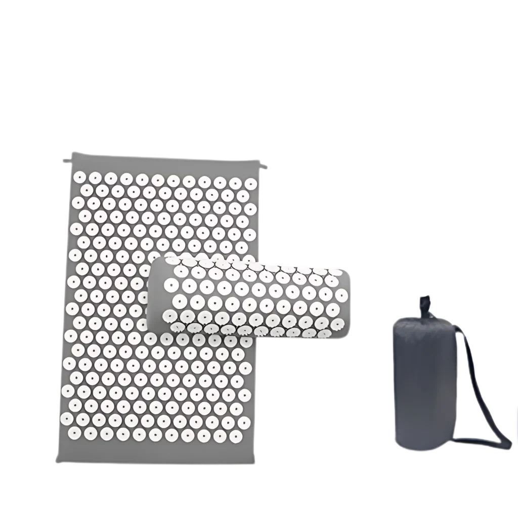 Acupressure Yoga Mat Set For Stress Relief And Recovery - Grey 3piece suit