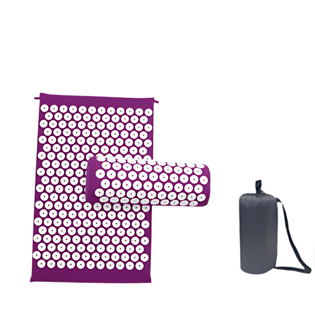 Acupressure Yoga Mat Set For Stress Relief And Recovery - Purple 3piece suit