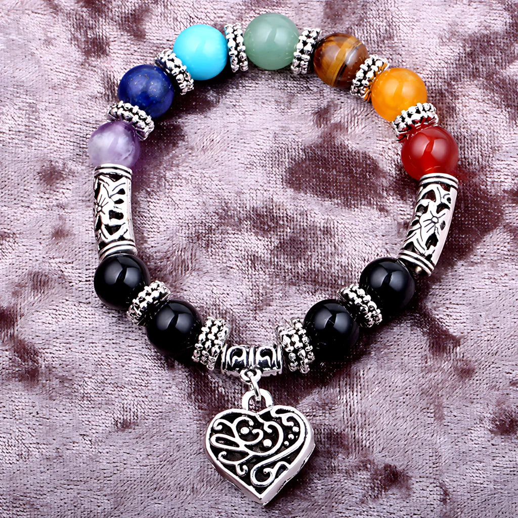 Adjustable Beaded Chakra Bracelets For Daily Balance - Silver