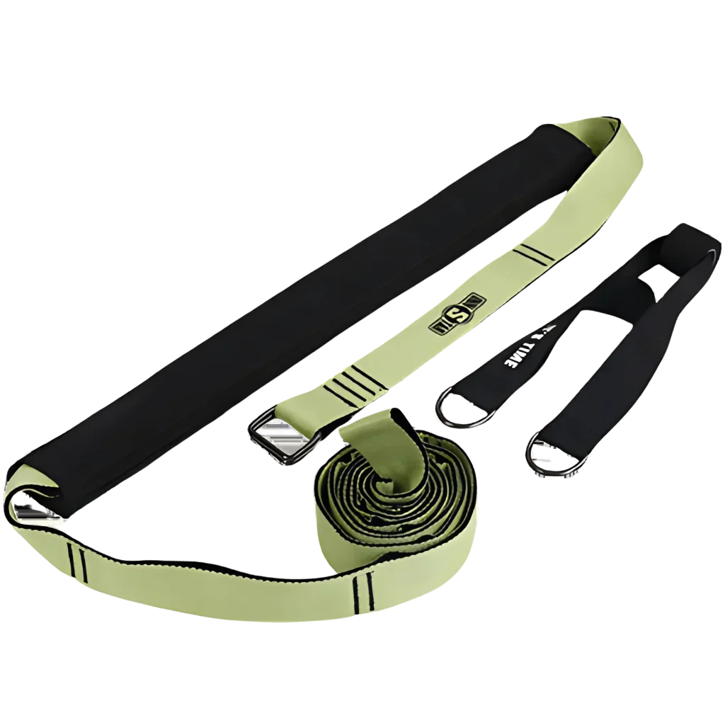 Adjustable Nylon Strap Stretcher For Core & Flexibility - Green and black
