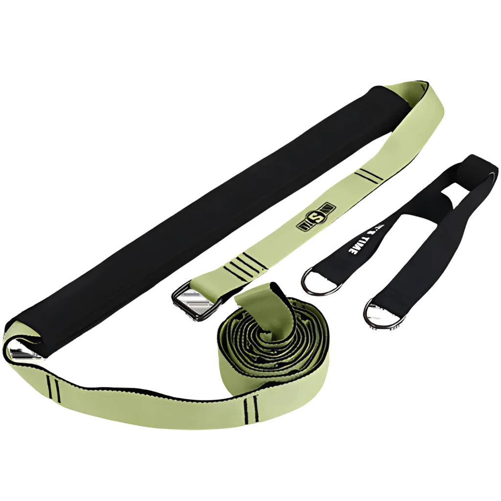 Adjustable Nylon Strap Stretcher For Core & Flexibility - Green and black