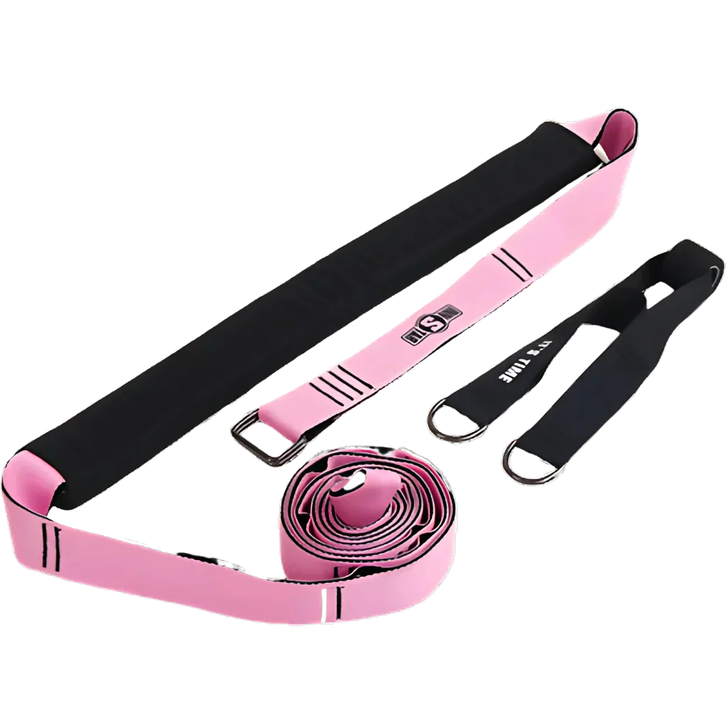 Adjustable Nylon Strap Stretcher For Core & Flexibility - Pink black