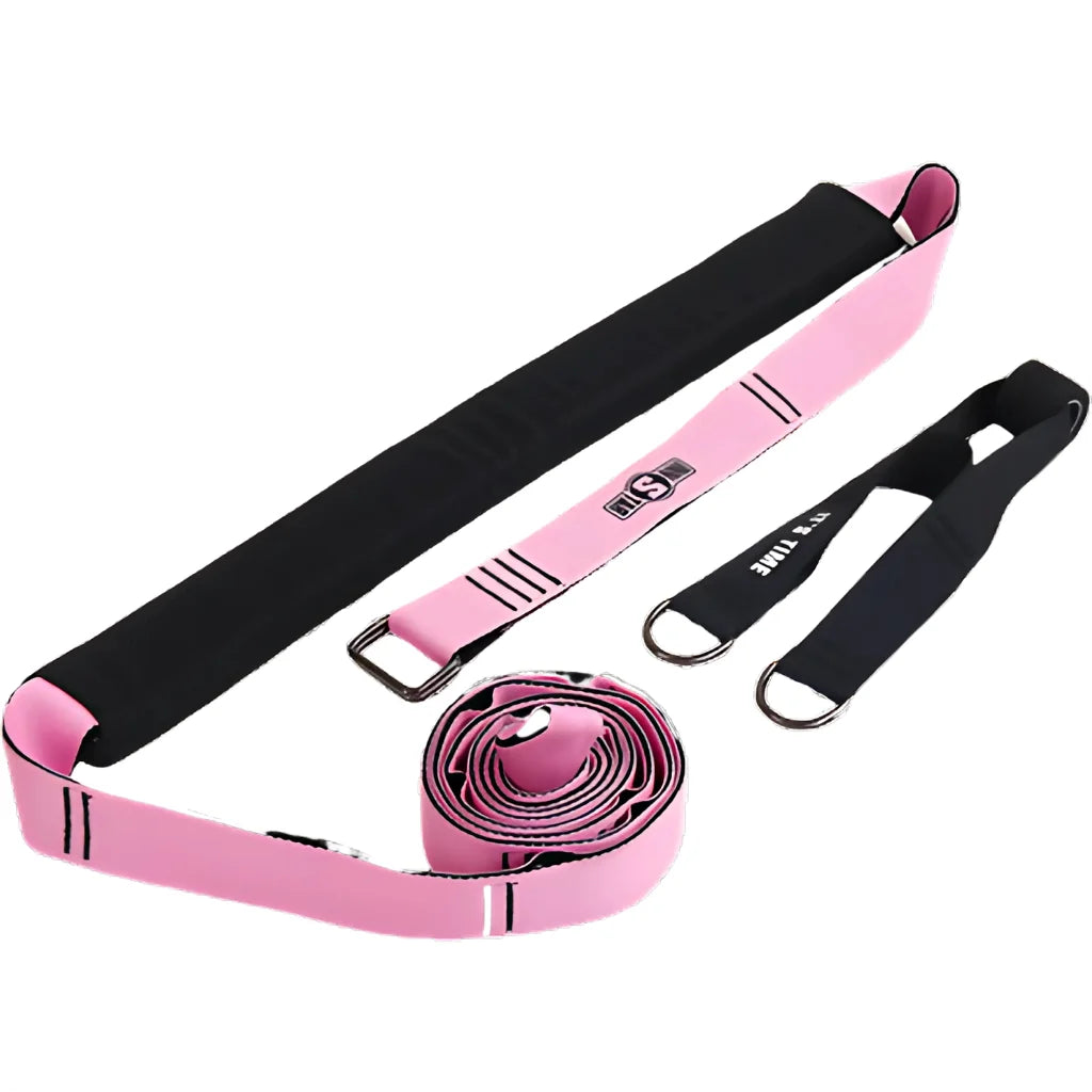 Adjustable Nylon Strap Stretcher For Core & Flexibility - Pink black