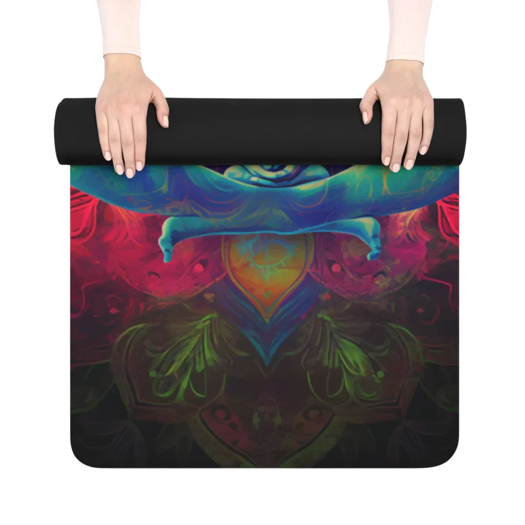 Aesthetic Yoga Mat With Lotus & Breath Design - 24x68