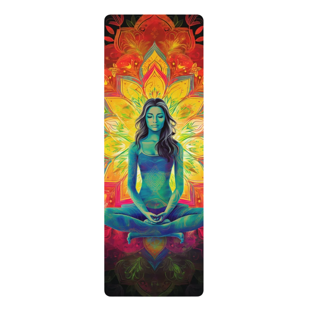 Aesthetic Yoga Mat With Lotus & Breath Design - 24x68