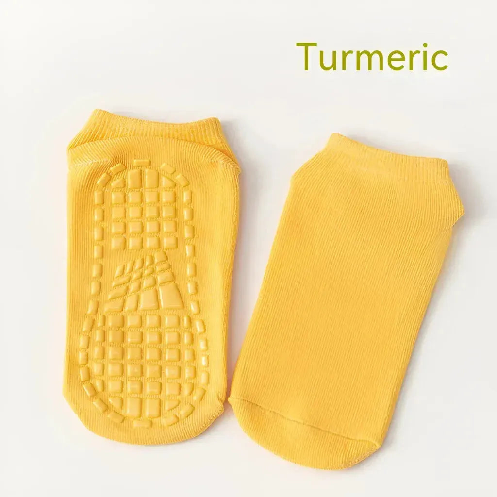 All Season Sports Socks With Grips For Every Age - Turmeric / 1-5 Years