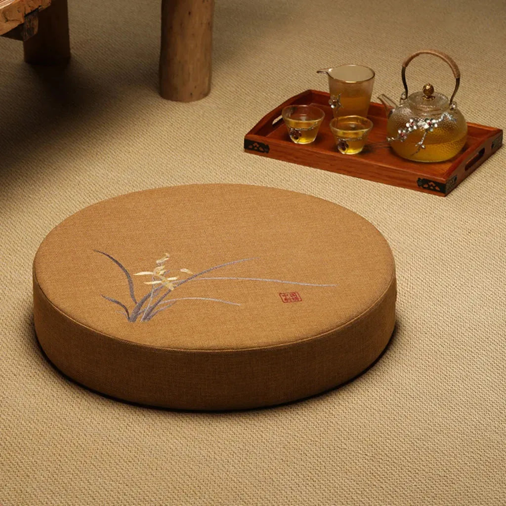 Artisan Floor Pouf Cushion For Calm & Comfort - Brown / 40x10cm
