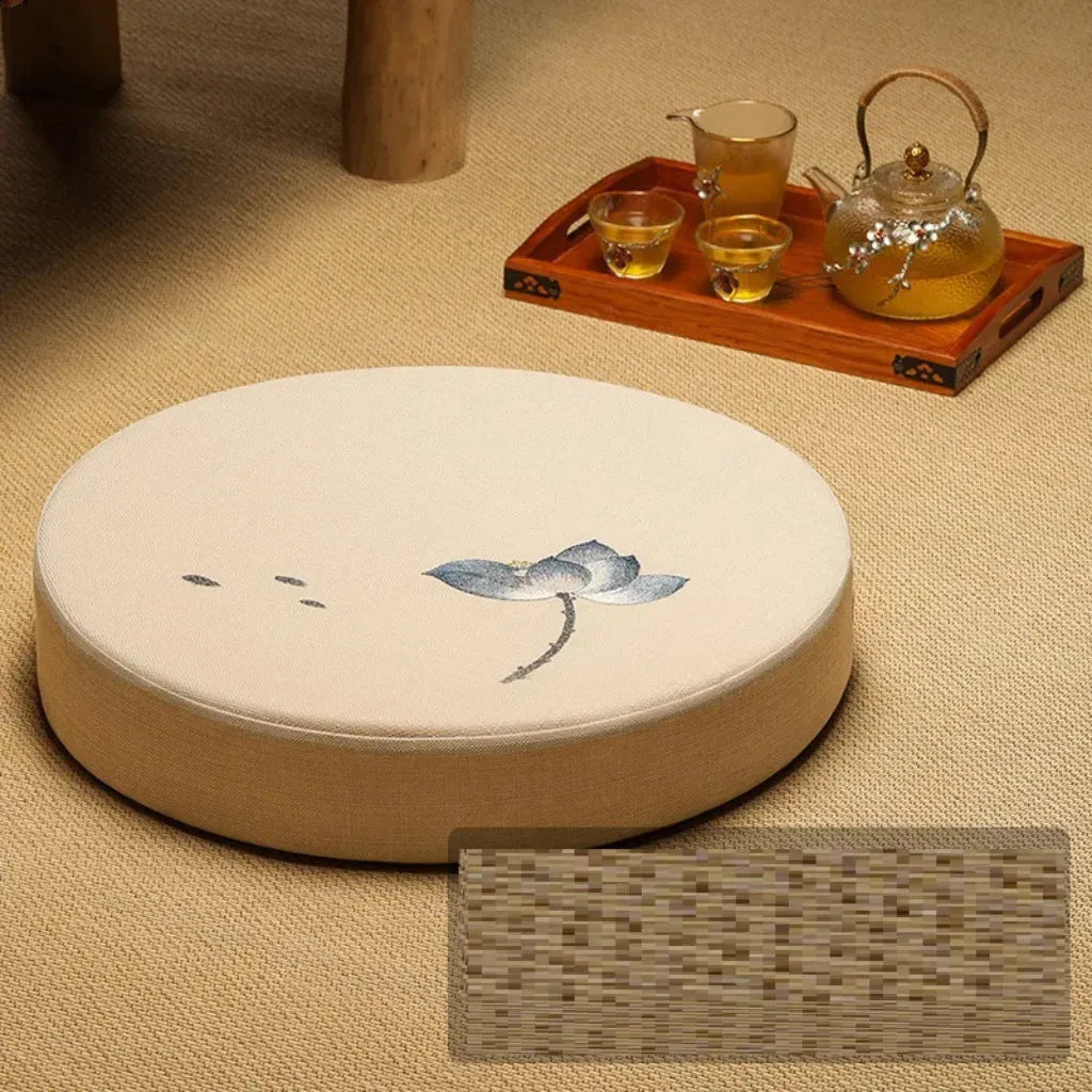 Artisan Floor Pouf Cushion For Calm & Comfort - Hemp color B / 40x10cm