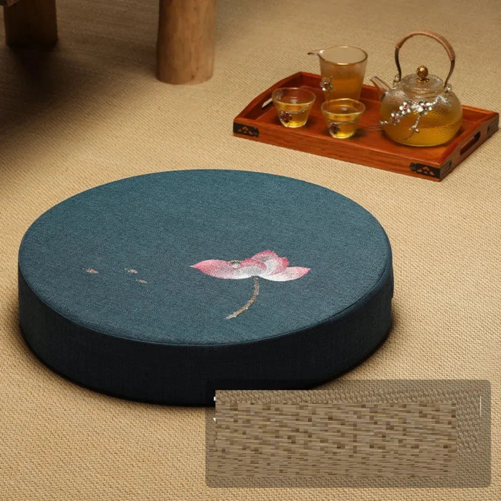 Artisan Floor Pouf Cushion For Calm & Comfort - Navy Blue B / 40x10cm