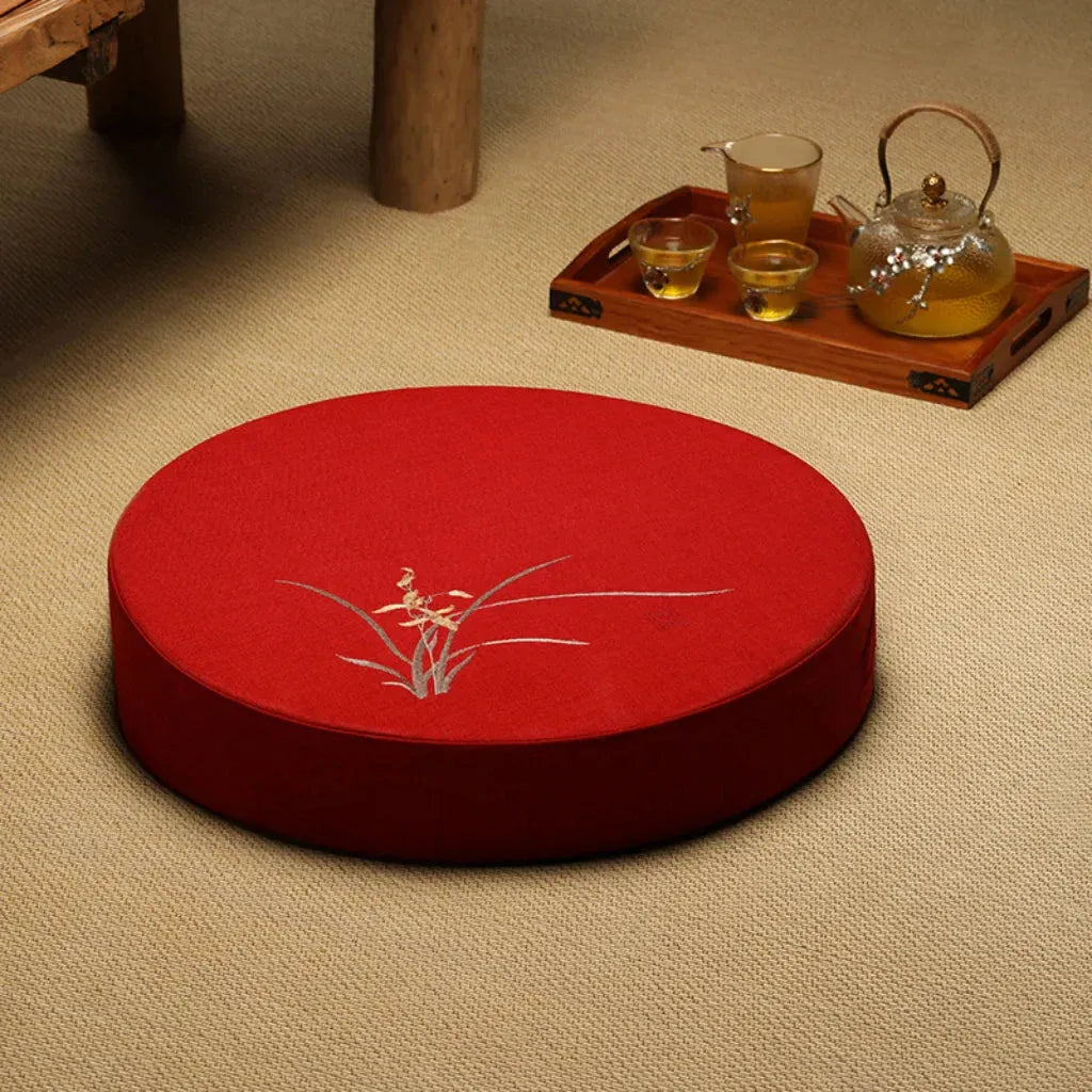 Artisan Floor Pouf Cushion For Calm & Comfort - Red / 40x10cm