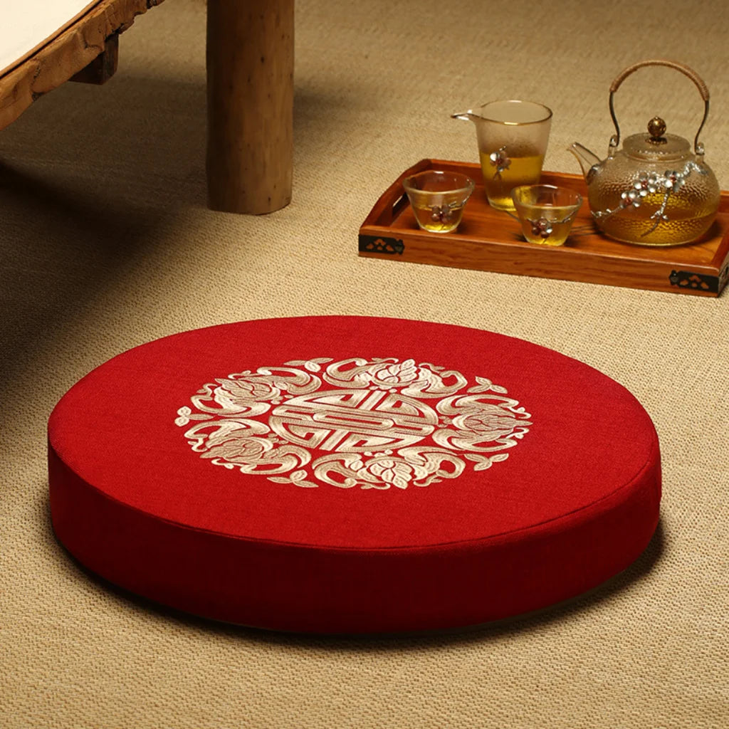 Artisan Floor Pouf Cushion For Calm & Comfort - Red A / 40x10cm