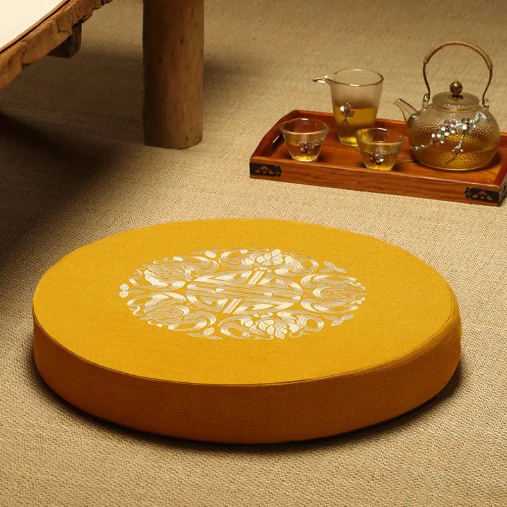 Artisan Floor Pouf Cushion For Calm & Comfort - Yellow A / 40x10cm