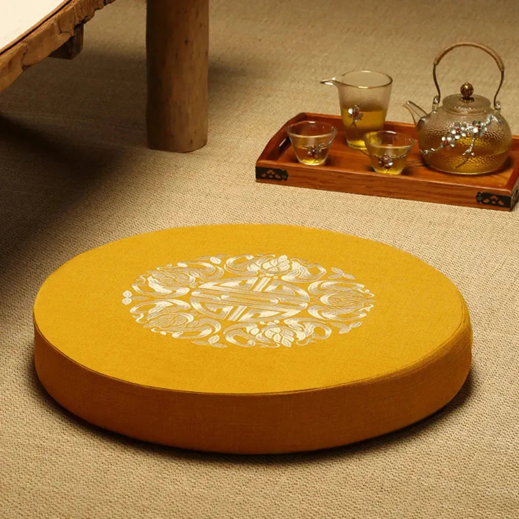 Artisan Floor Pouf Cushion For Calm & Comfort - Yellow A / 40x10cm