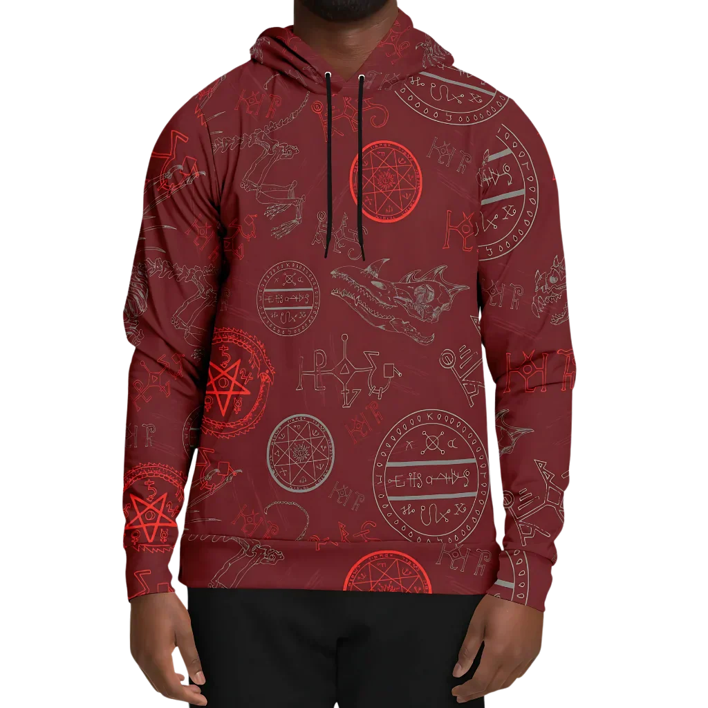 Athletic Hooded Sweatshirts With Mystic Dragon Print