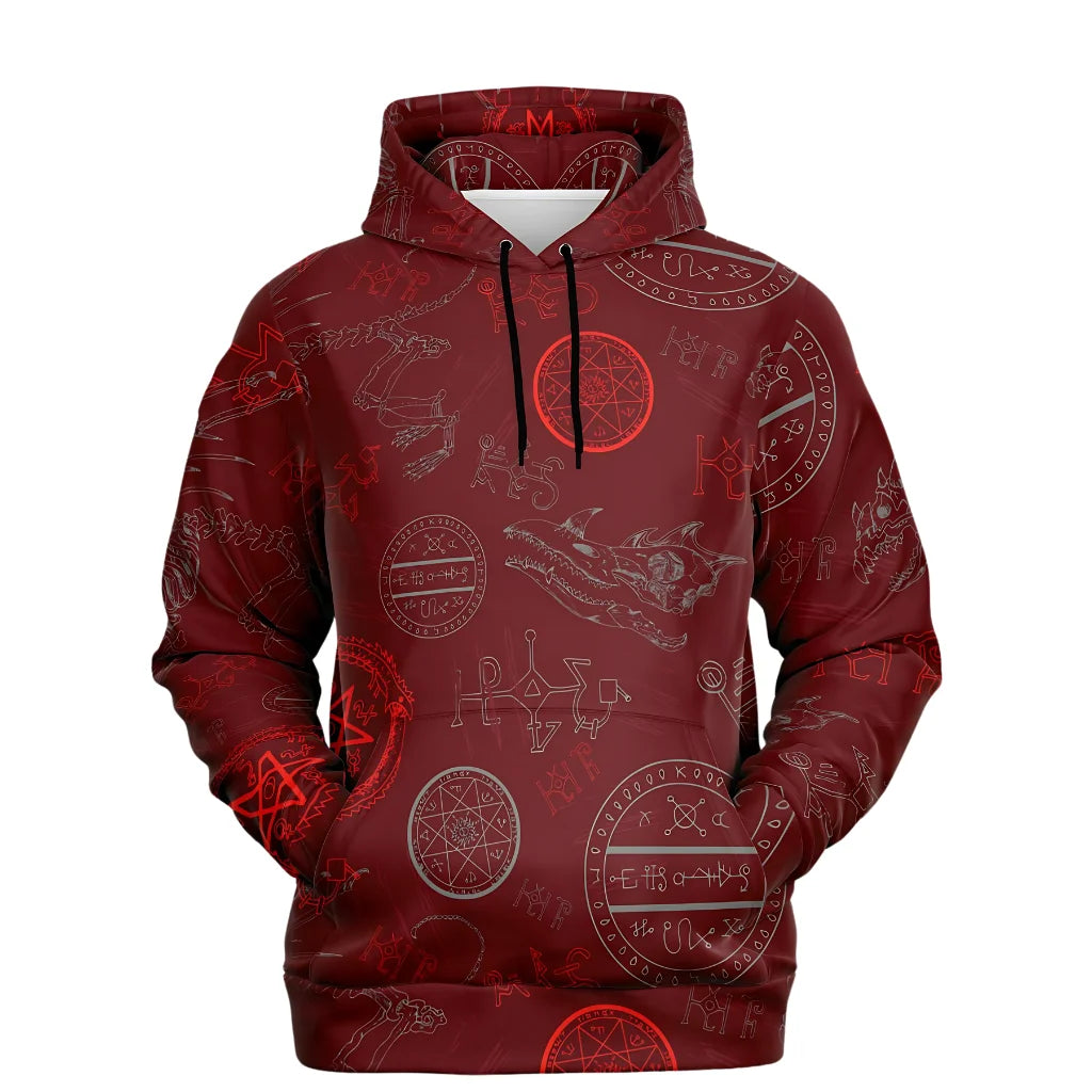 Athletic Hooded Sweatshirts With Mystic Dragon Print - XS