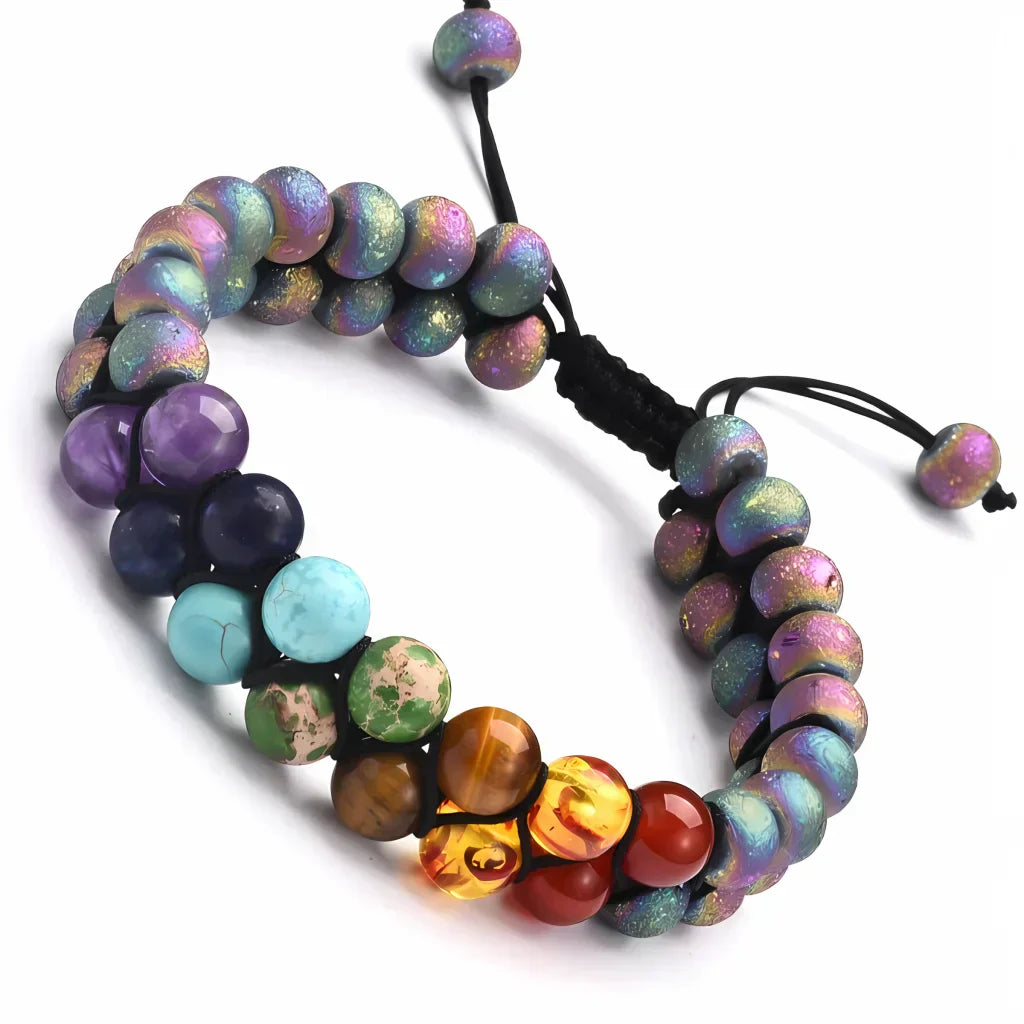 Auspicious Energy Mens Beaded Bracelets - Colorful Agate