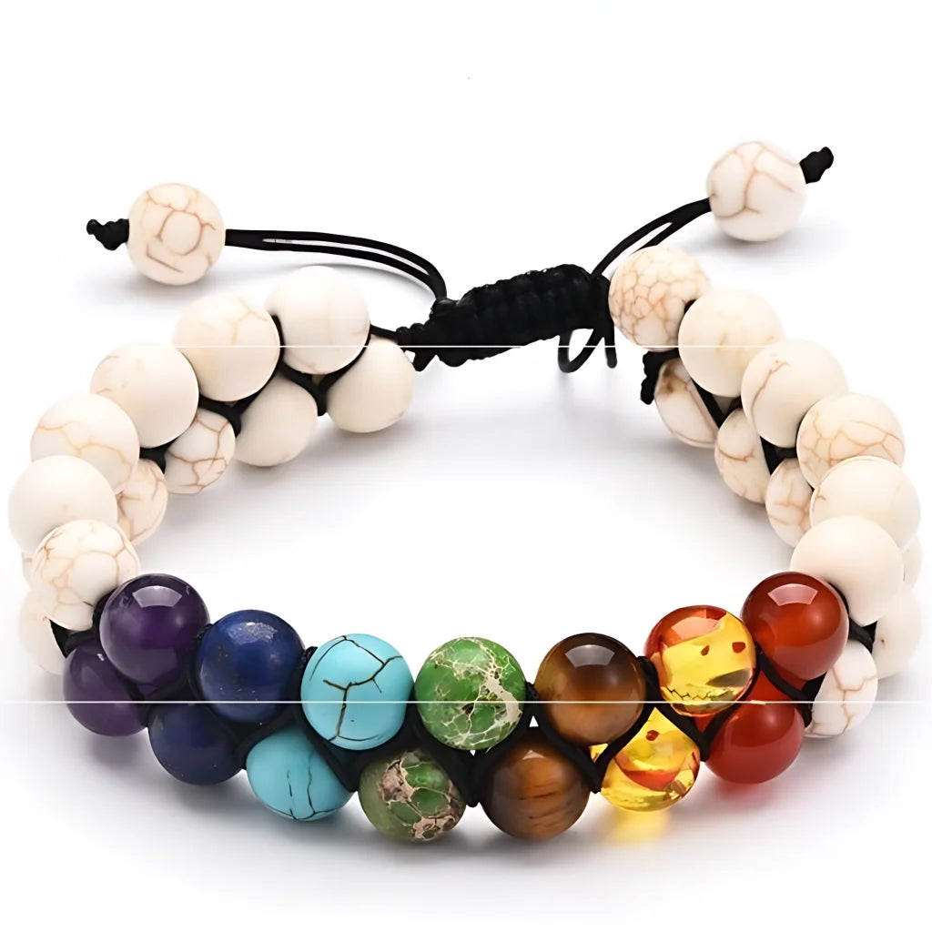 Auspicious Energy Mens Beaded Bracelets - Turquoise White
