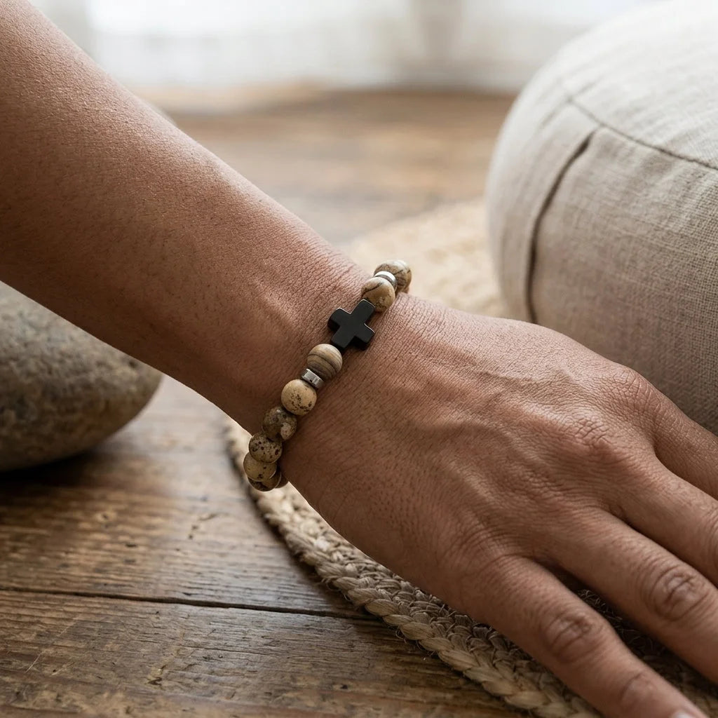 Beaded Cross Bracelet For Everyday Balance