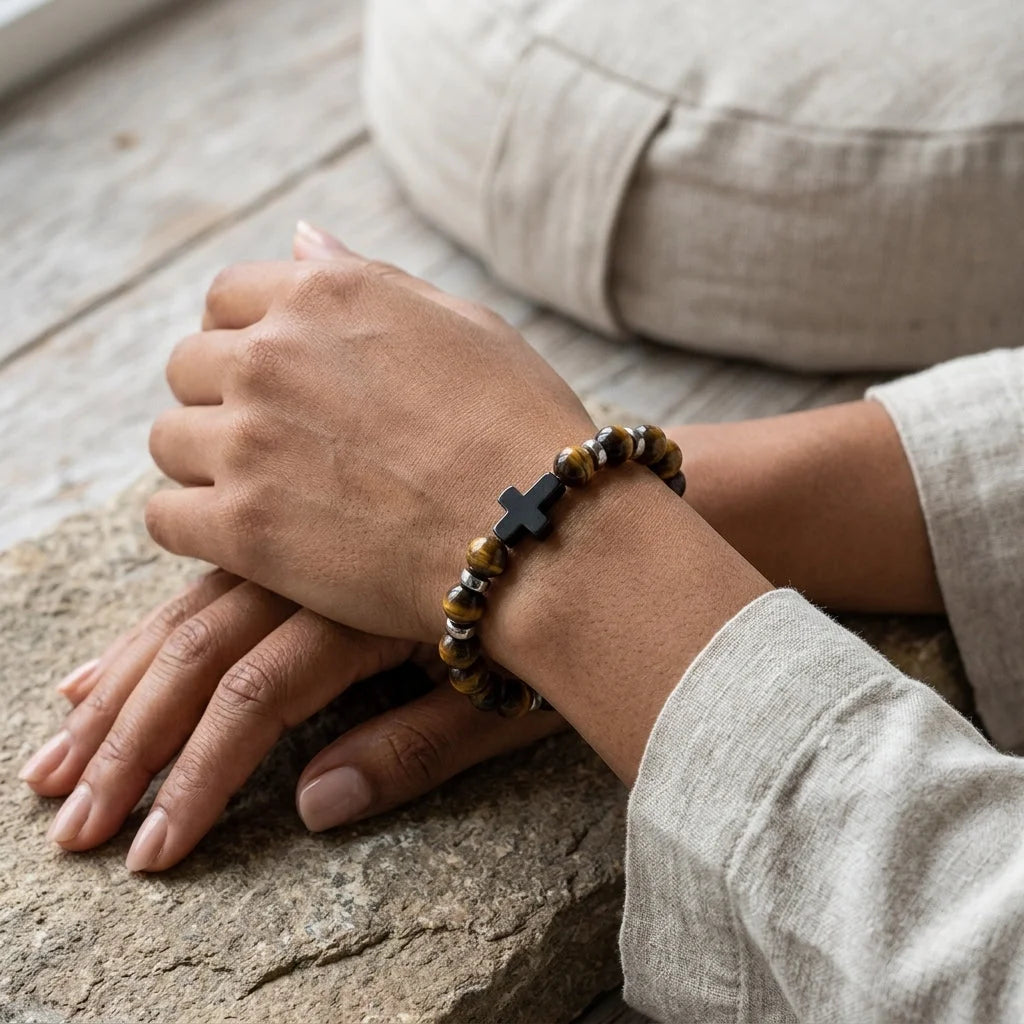 Beaded Cross Bracelet For Everyday Balance