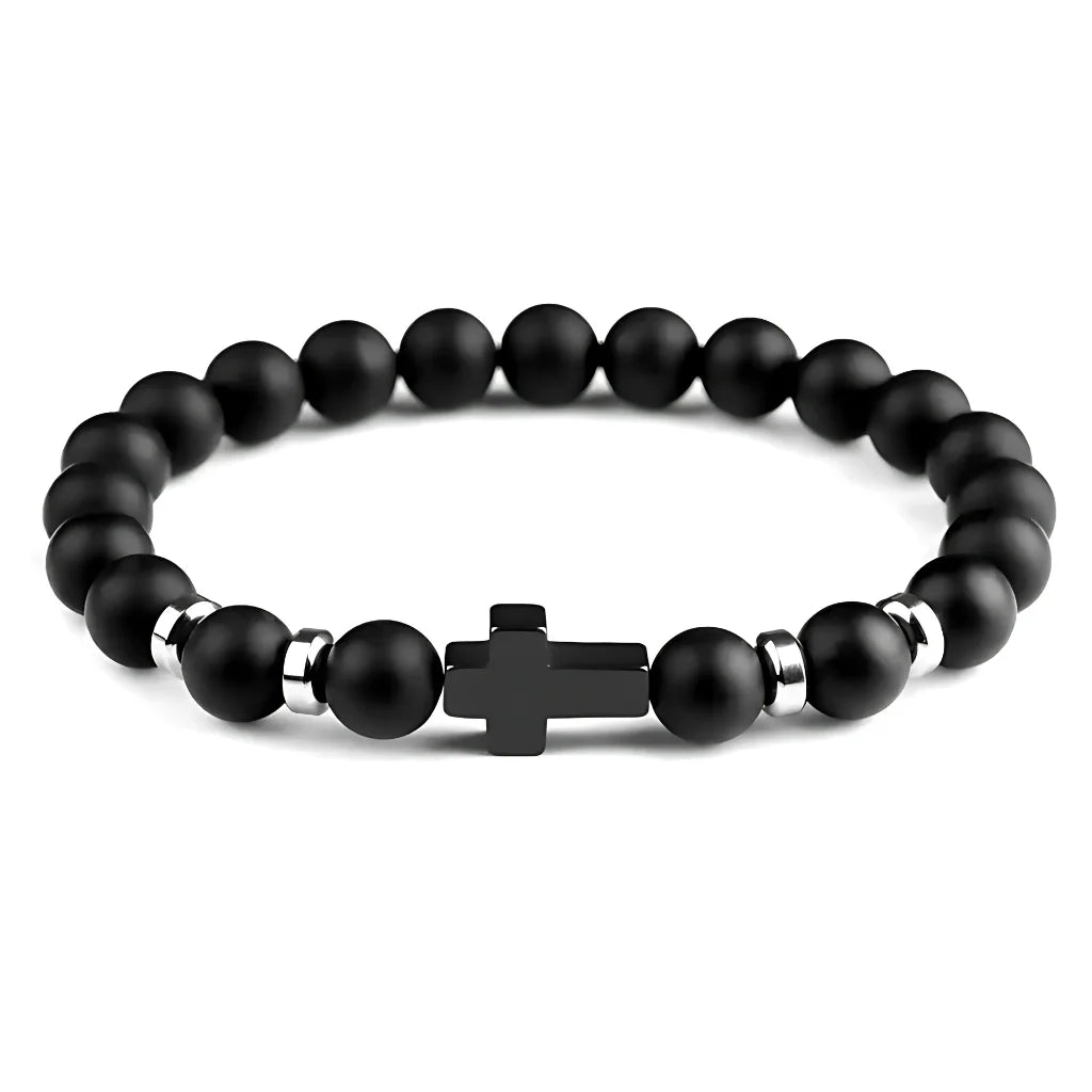 Beaded Cross Bracelet For Everyday Balance - Matte