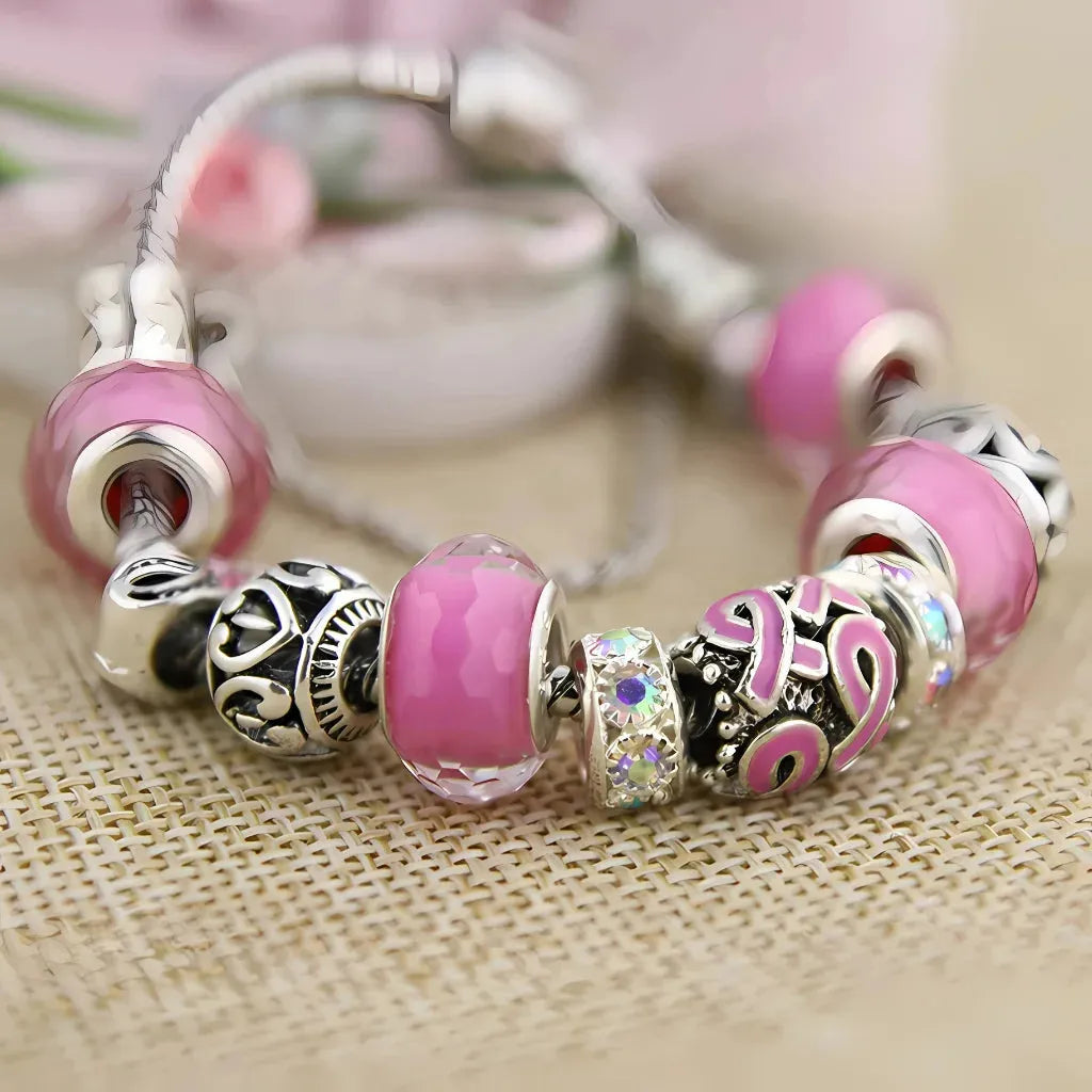 Beaded Resin Wire Wrap Bracelet With Copper Chain
