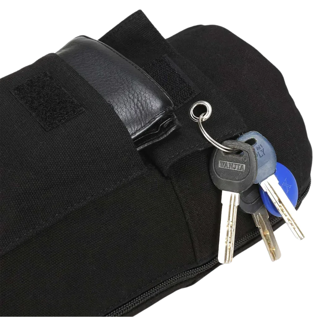 Black Canvas Yoga Bag For Mat With Pockets - Black