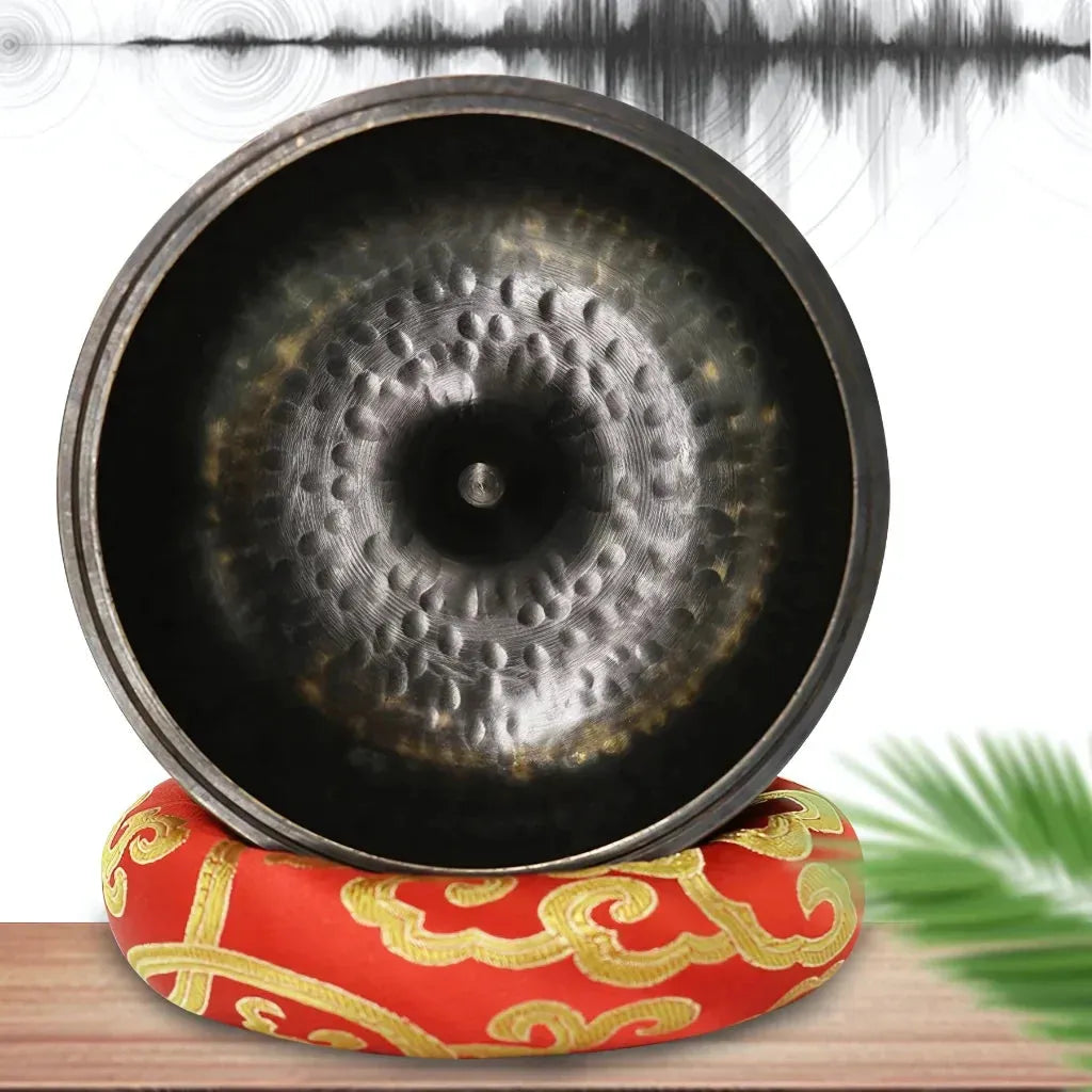 Black Gold Buddha Singing Bowl For Meditation Bliss - Black