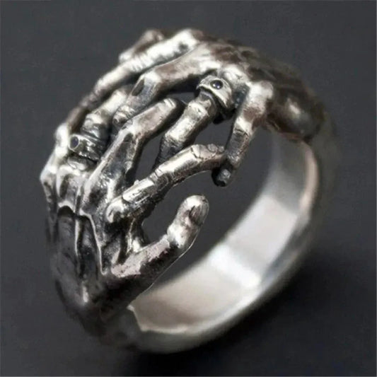 Black Gothic Rings With Geometric Retro Design - Ring / 7