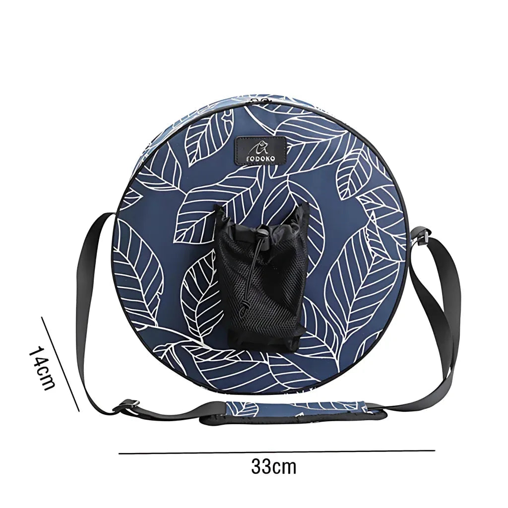 Blue Leaf Yoga Wheel Carrying Case With Canvas Body - Blue