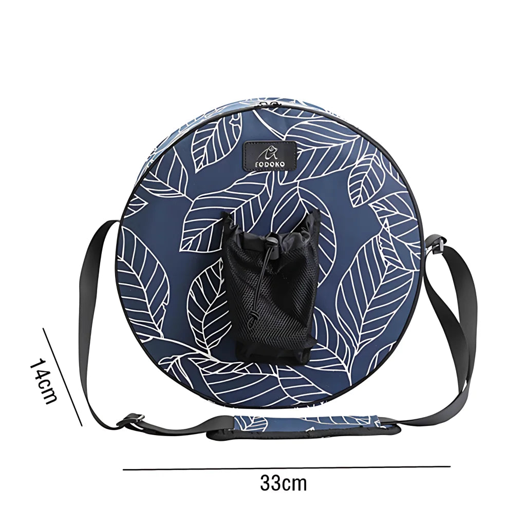 Blue Leaf Yoga Wheel Carrying Case With Canvas Body - Blue