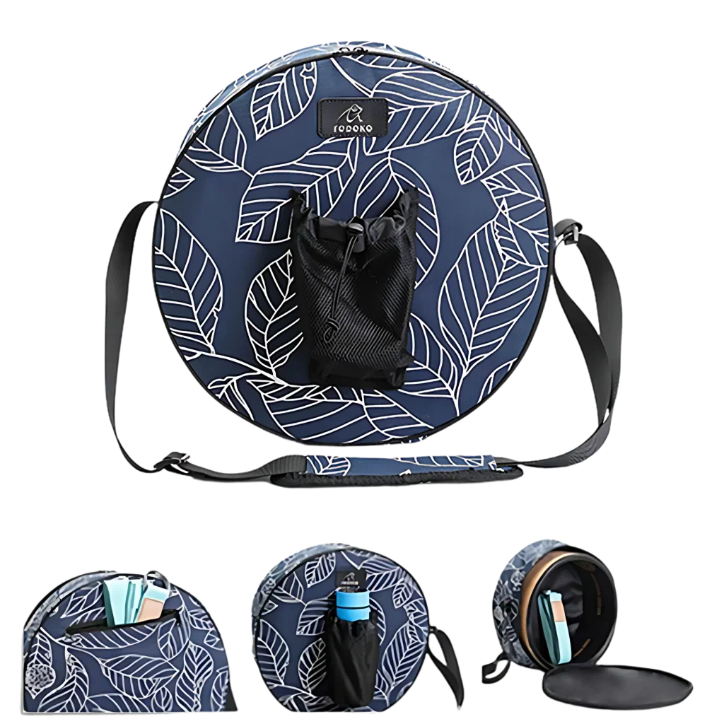 Blue Leaf Yoga Wheel Carrying Case With Canvas Body - Blue
