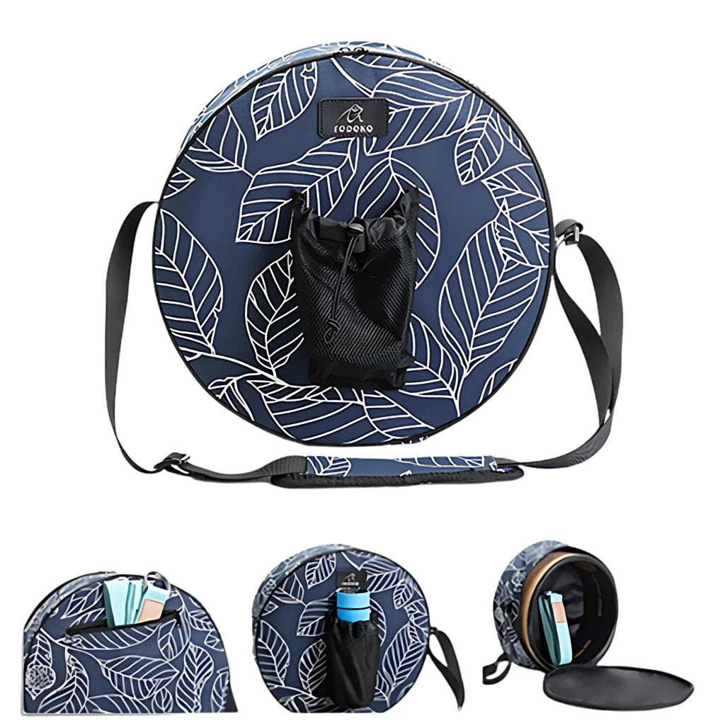 Blue Leaf Yoga Wheel Carrying Case With Canvas Body - Blue