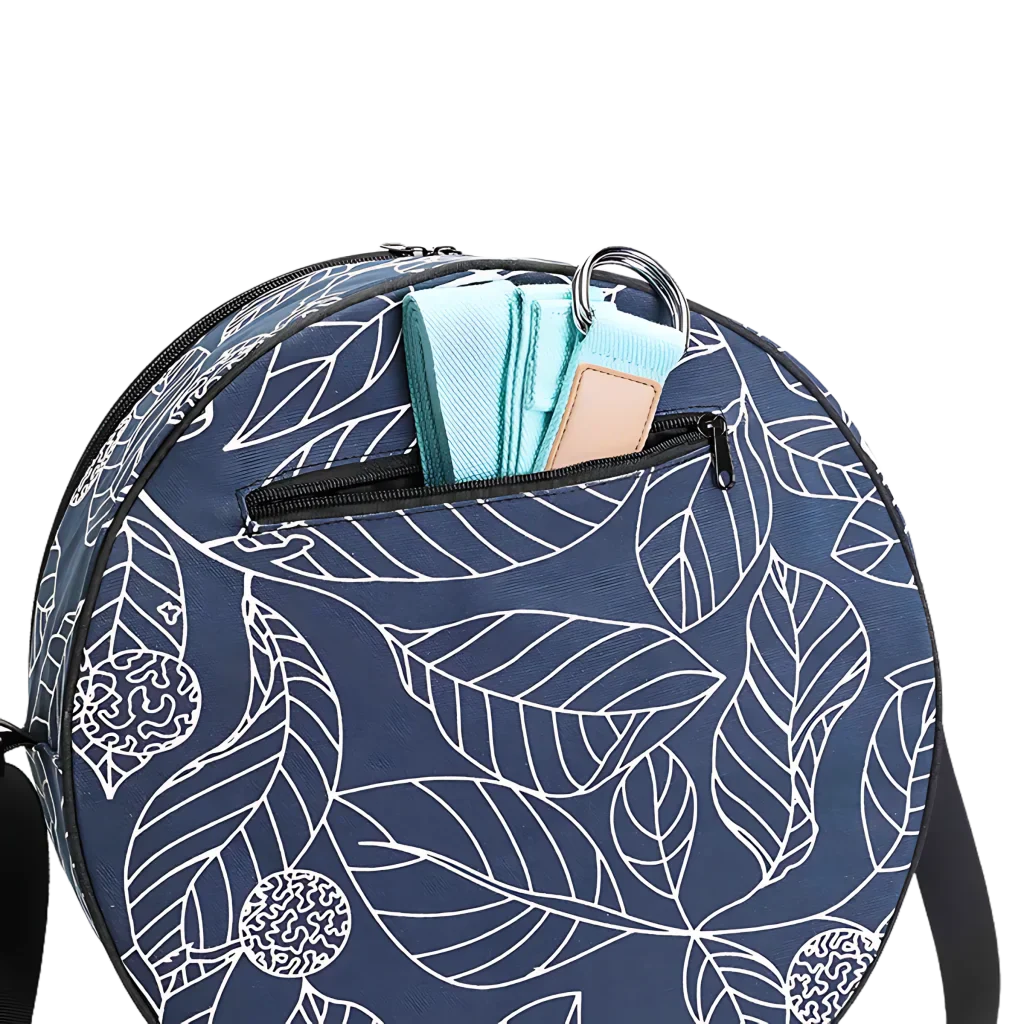 Blue Leaf Yoga Wheel Carrying Case With Canvas Body - Blue