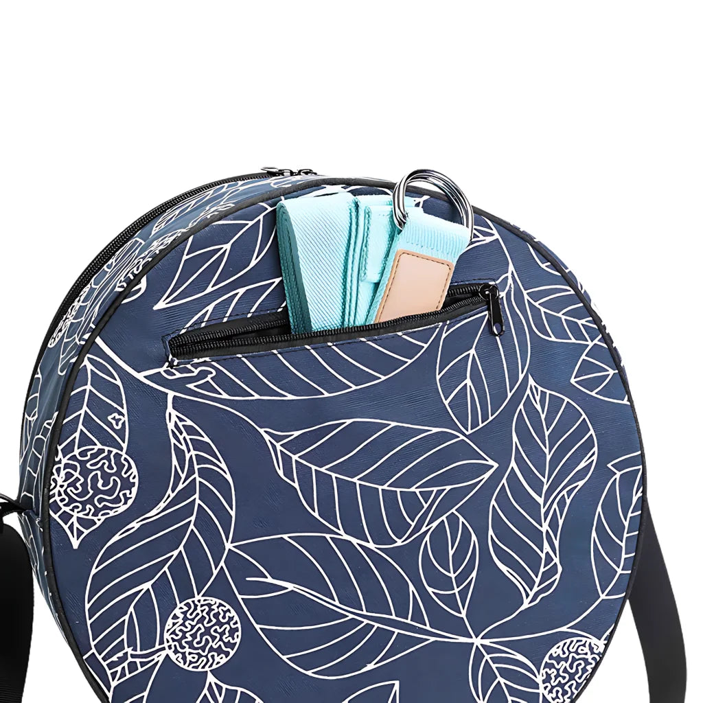 Blue Leaf Yoga Wheel Carrying Case With Canvas Body - Blue