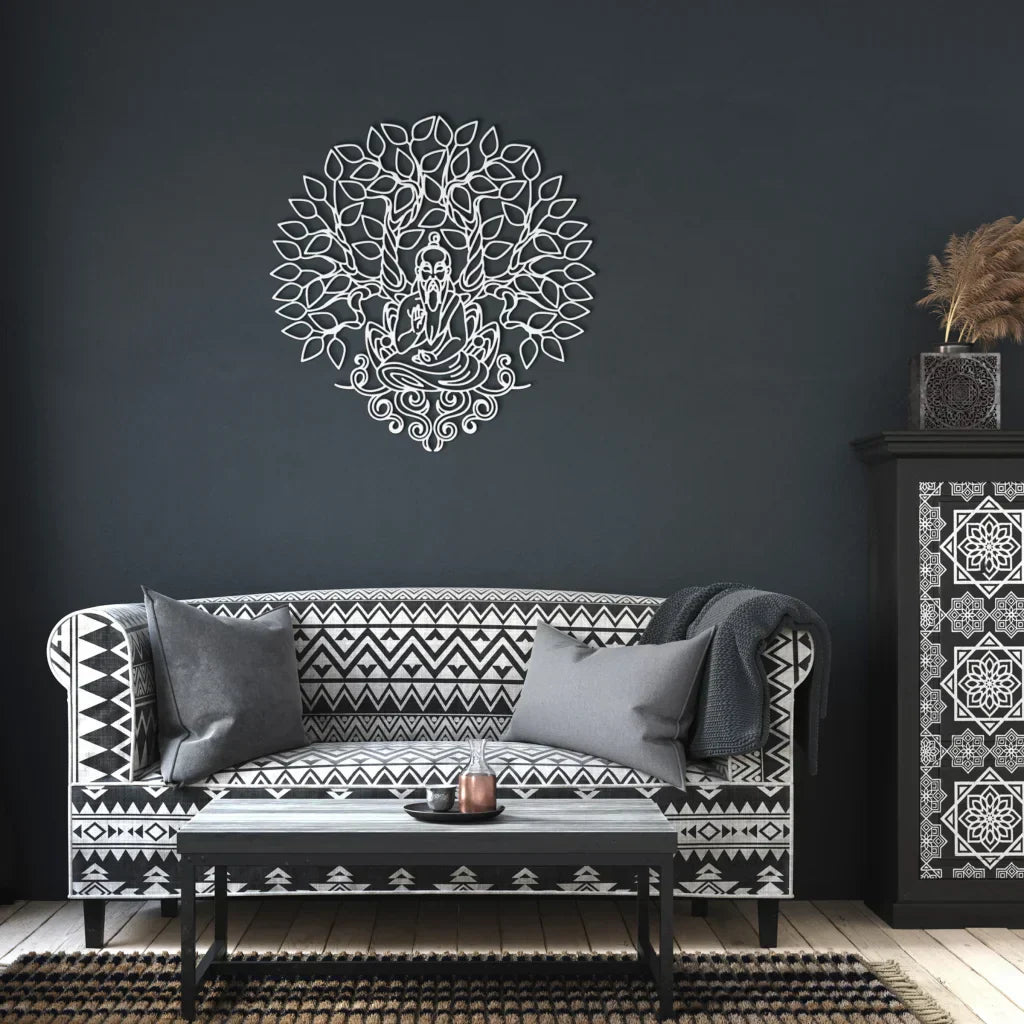 Bodhi Tree Metal Wall Art Decor For Sacred Spaces - White / 12