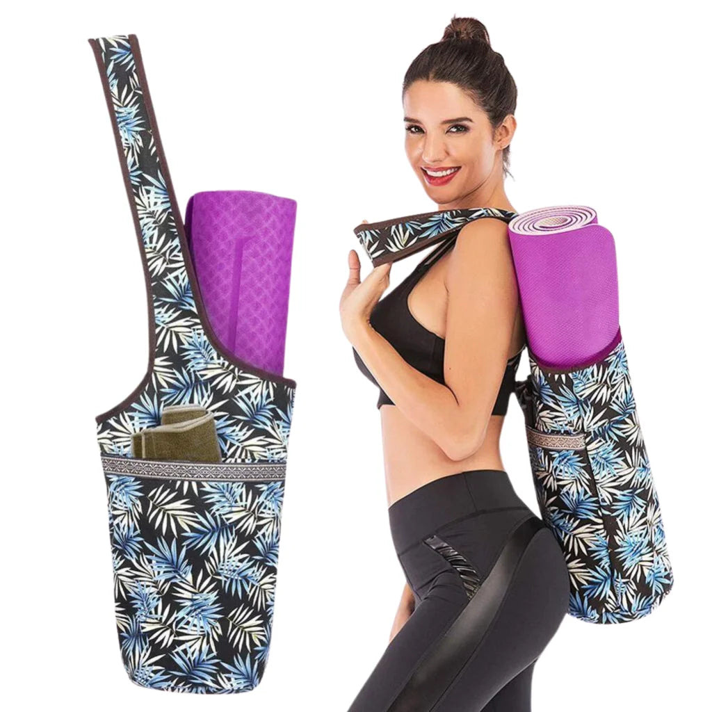 Boho Canvas Tote Yoga Bag With Front Pocket