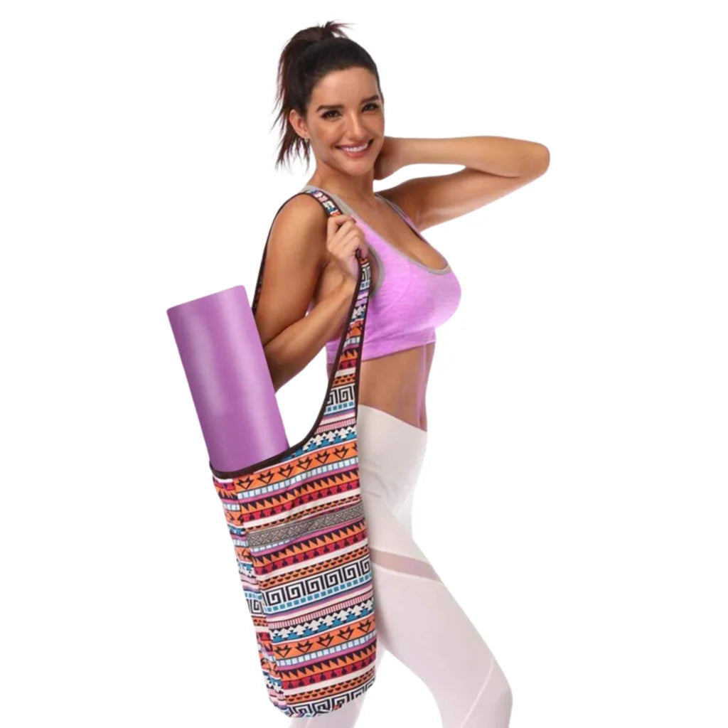 Boho Canvas Tote Yoga Bag With Front Pocket