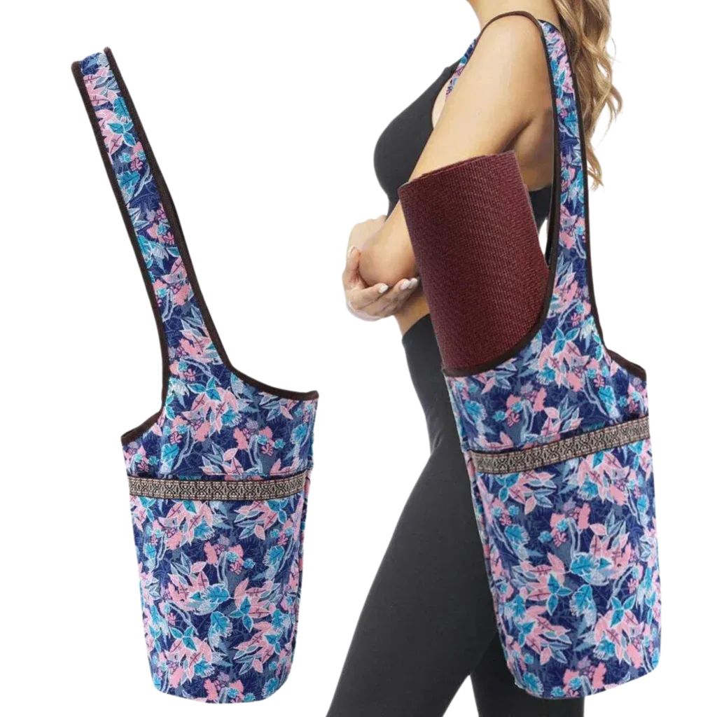 Boho Canvas Tote Yoga Bag With Front Pocket