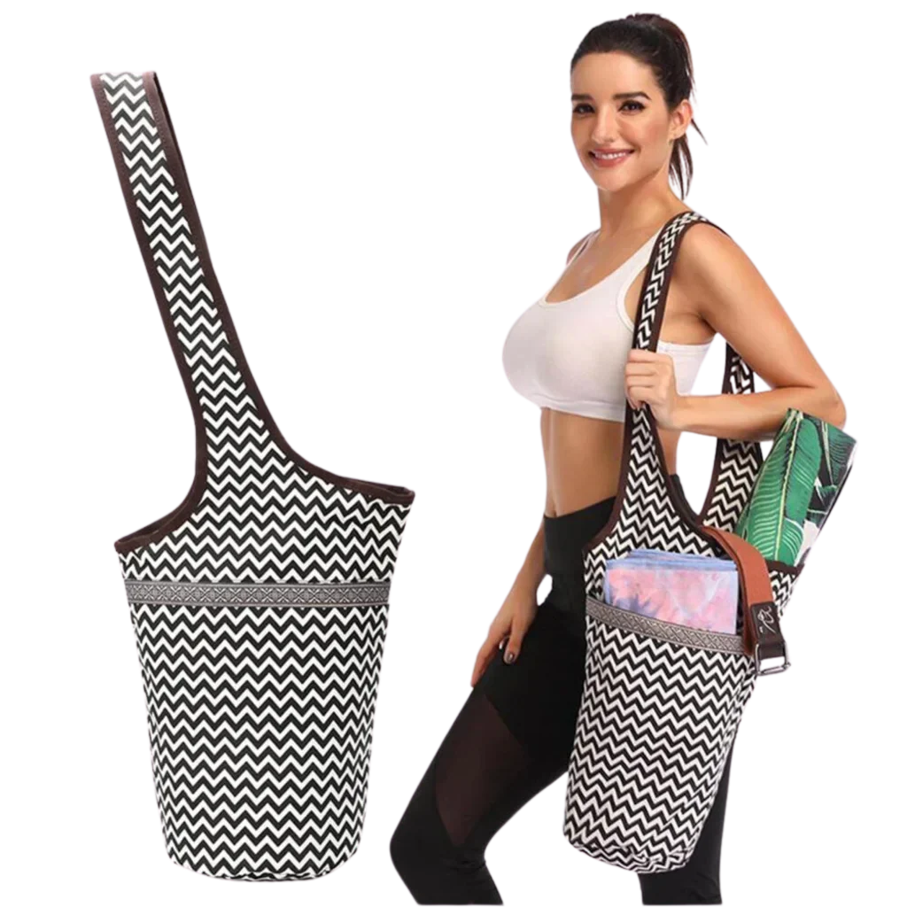 Boho Canvas Tote Yoga Bag With Front Pocket