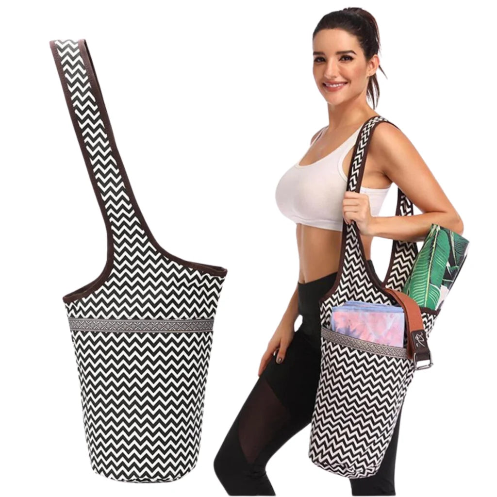 Boho Canvas Tote Yoga Bag With Front Pocket