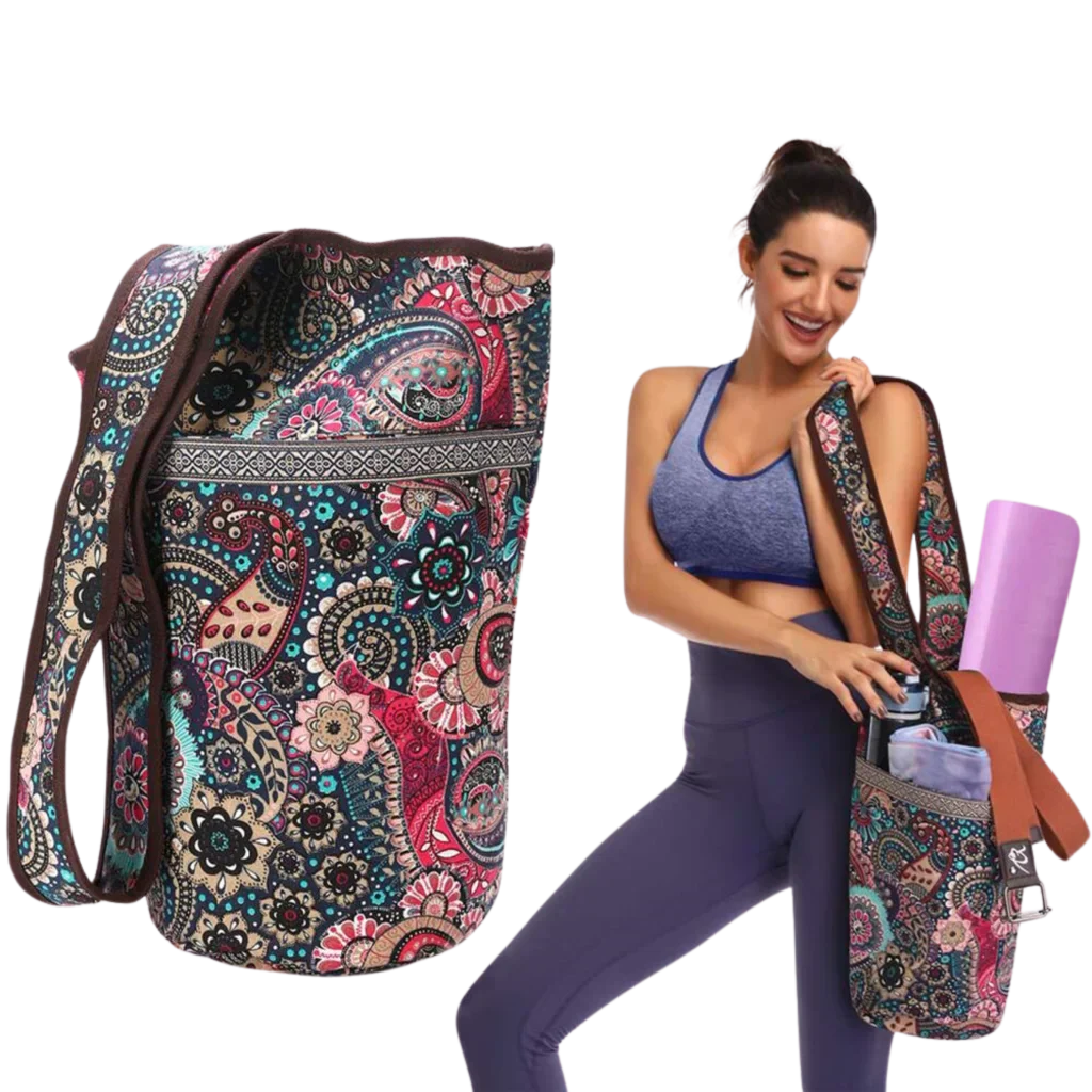Boho Canvas Tote Yoga Bag With Front Pocket