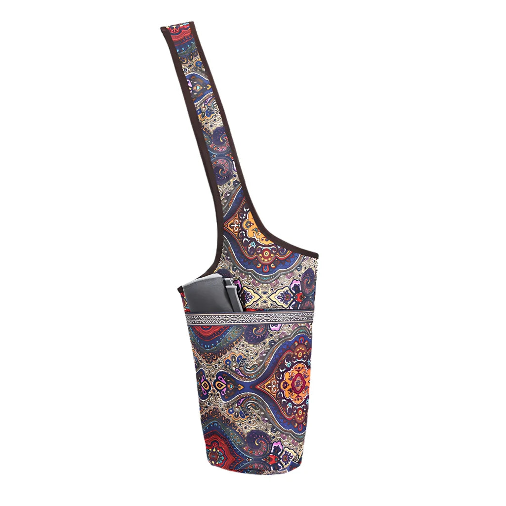 Boho Canvas Tote Yoga Bag With Front Pocket - Style D