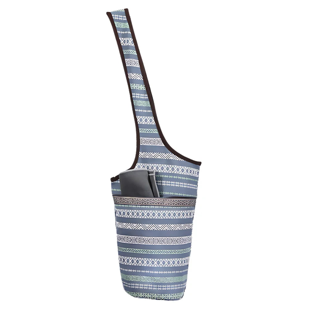 Boho Canvas Tote Yoga Bag With Front Pocket - Style E